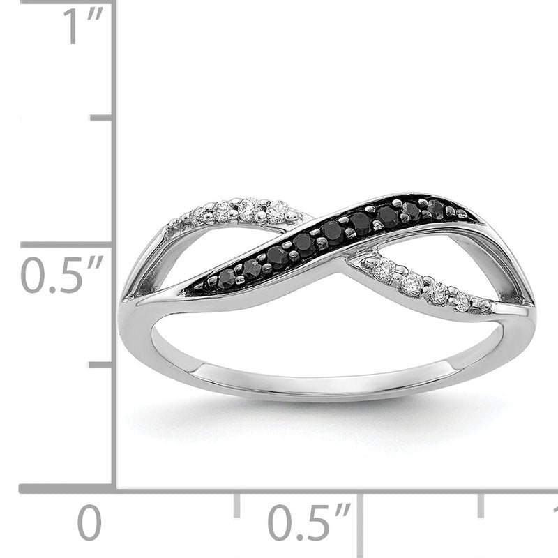 14k White Gold w/ Blue and White Diamond Crisscross Ring