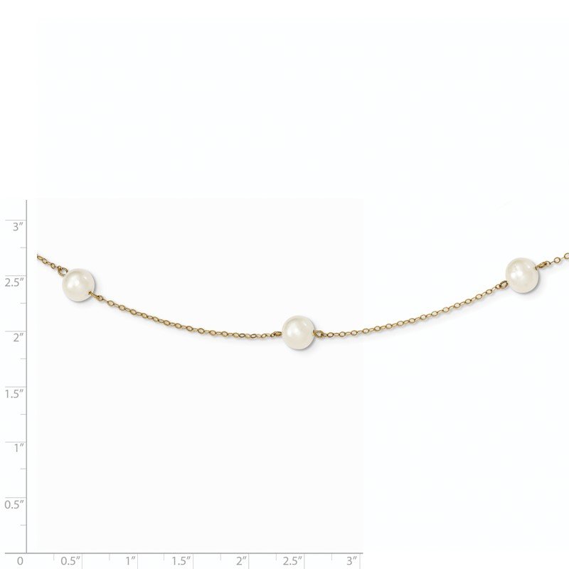 14k 7-8mm White Near-Round Freshwater Cultured Pearl 7-Station 16 inch Necklace