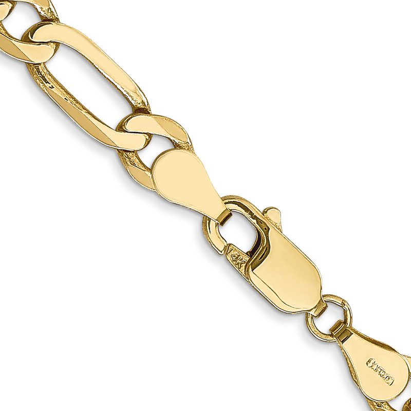 14K 26 inch 5.25mm Flat Figaro with Lobster Clasp Chain