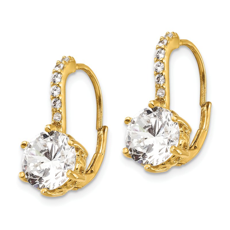 Sterling Silver Gold-plated Brilliant-cut CZ Leverback Earrings