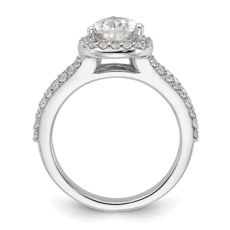14K White Gold 5/8 carat Lab Grown Diamond VS/SI  D E F  Semi Mount Pear Halo Engagement Ring
