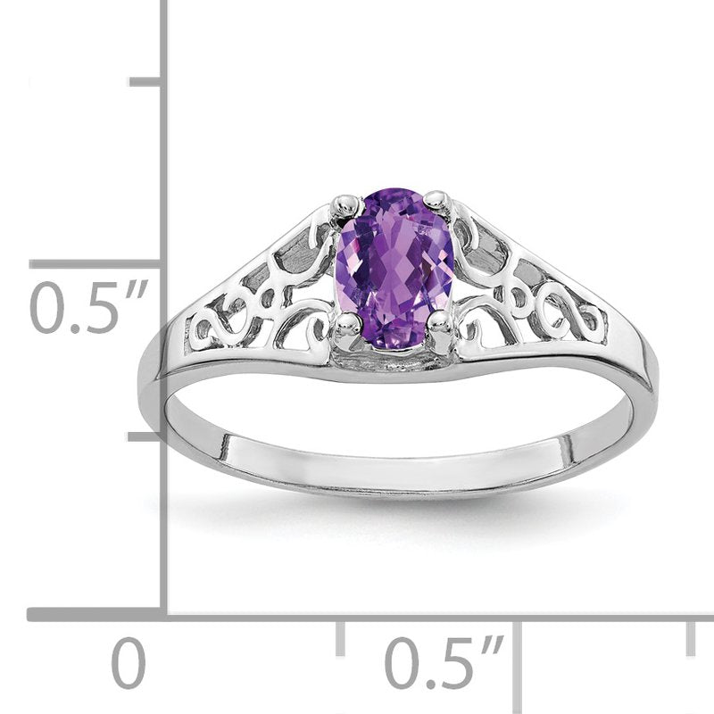 14k White Gold 6x4mm Oval Amethyst ring