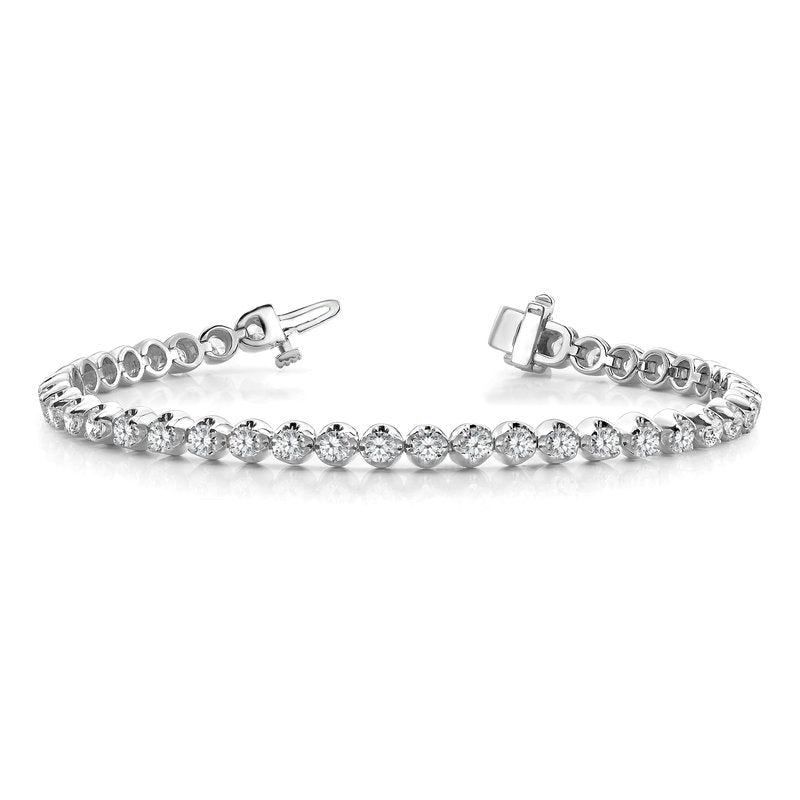 14k White Gold Complete 3.8 carat Round AA Diamond 4-prong 7 inch Tennis Bracelet