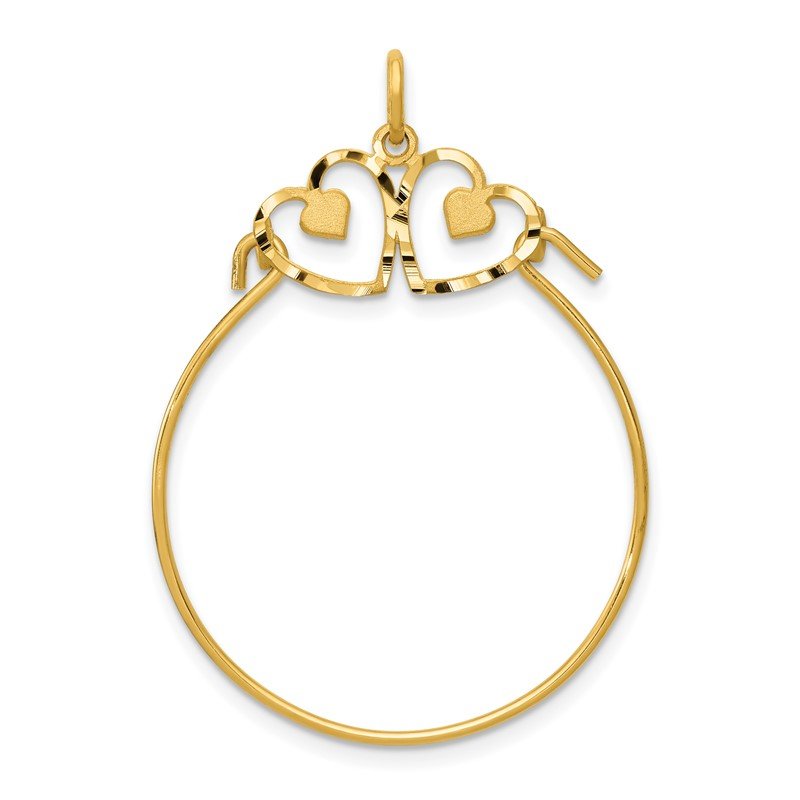 14k Diamond-cut Heart Charm Holder Pendant