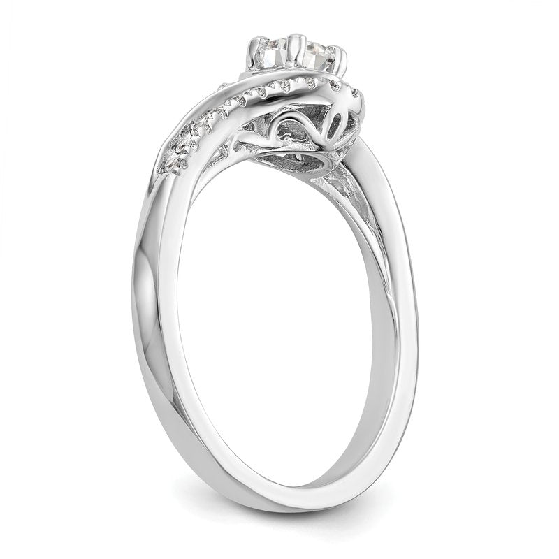 14K White Gold 1/4 carat Lab Grown Diamond VS/SI  D E F  Semi Mount Round By-Pass Engagement Ring