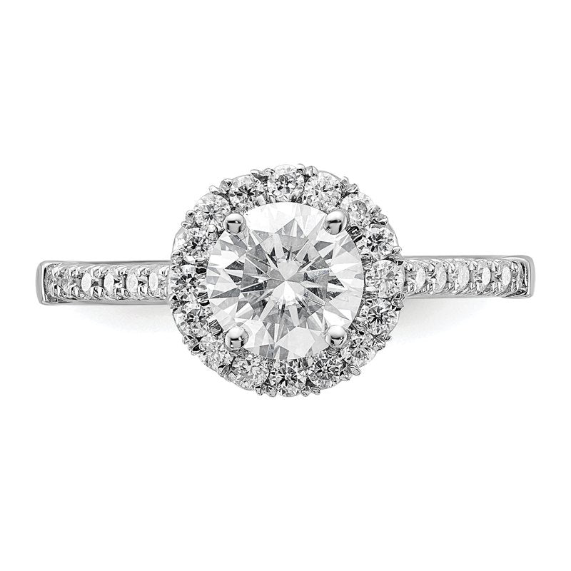 14K White Gold 1/4 carat Lab Grown Diamond VS+ F+ Semi-Mount Round Halo Engagement Ring