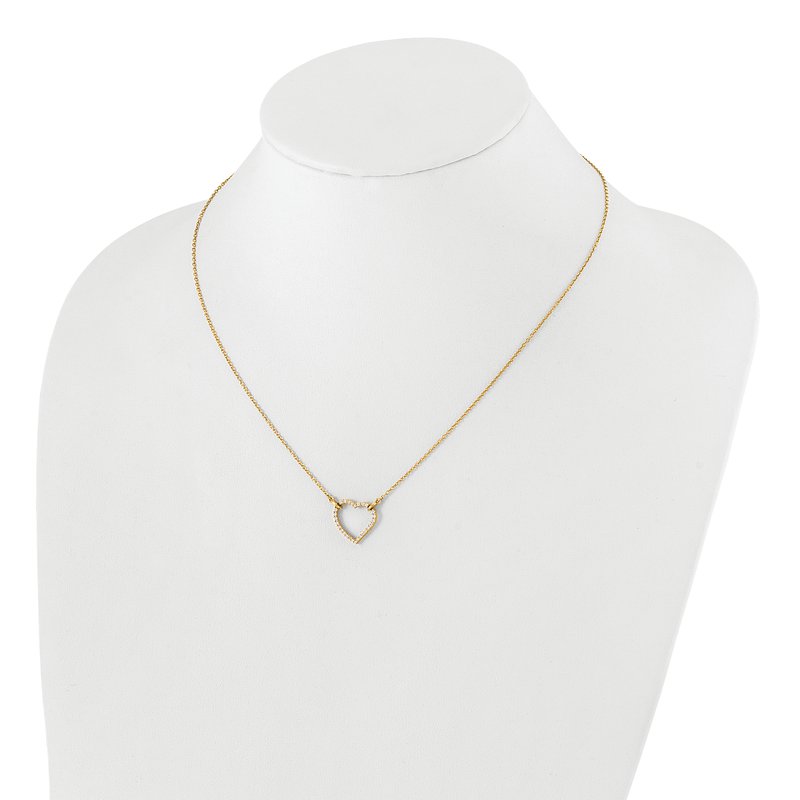 14k Rose Gold Polished 1/5 carat Diamond Heart 18 inch Necklace