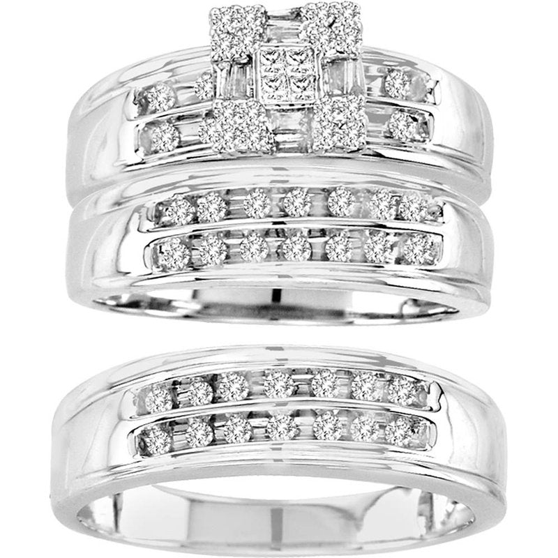 14K  0.65Ct Pr/Ct Dia Trio Set