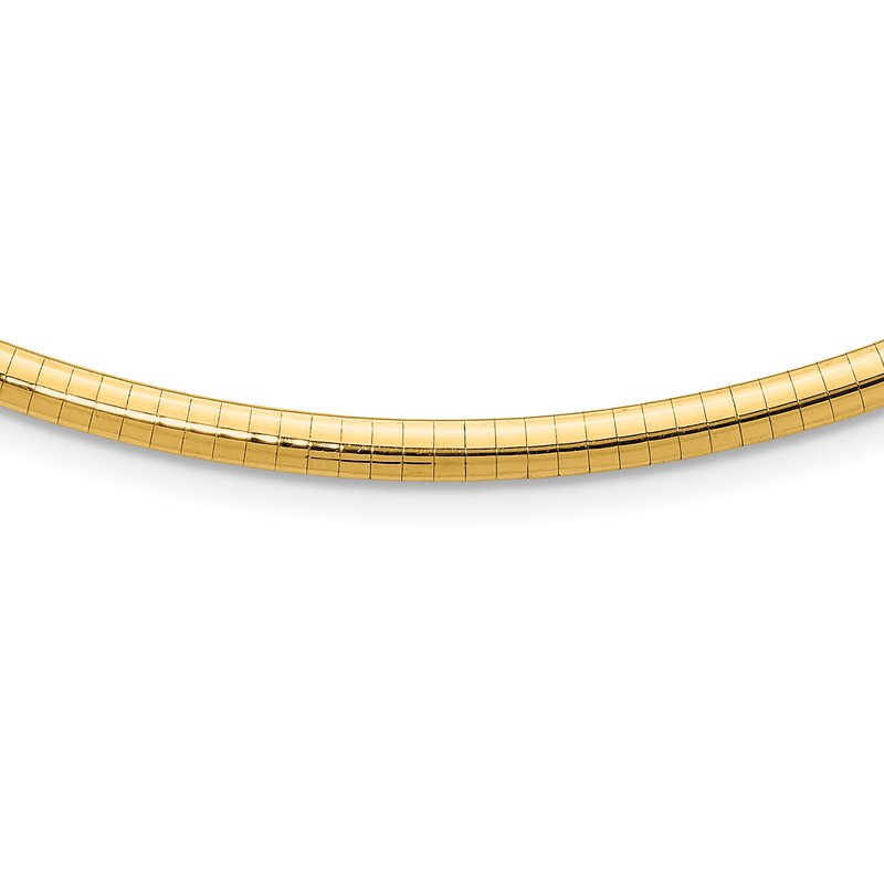 14k Polished 4mm Standard Weight 16 inch Domed Omega Necklace