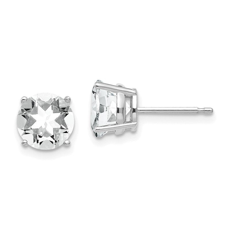 14k White Gold 7mm Cubic Zirconia Post Earrings