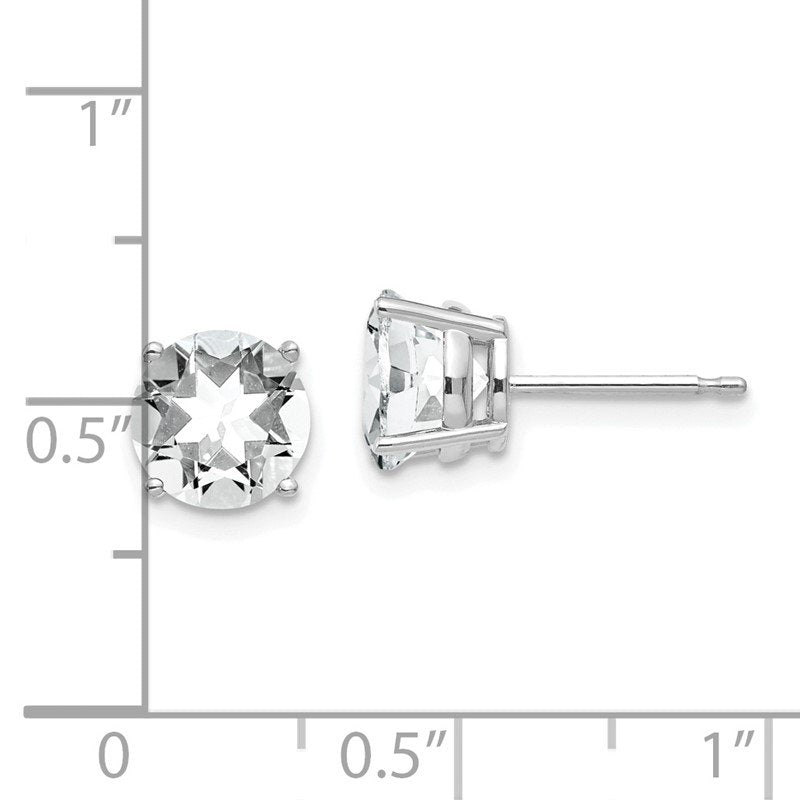 14k White Gold 7mm Cubic Zirconia Post Earrings