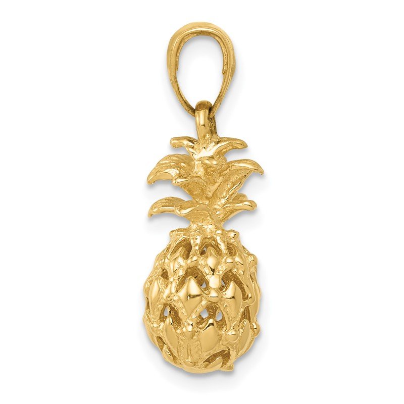 14K  3-D Cut-out Pineapple Pendant