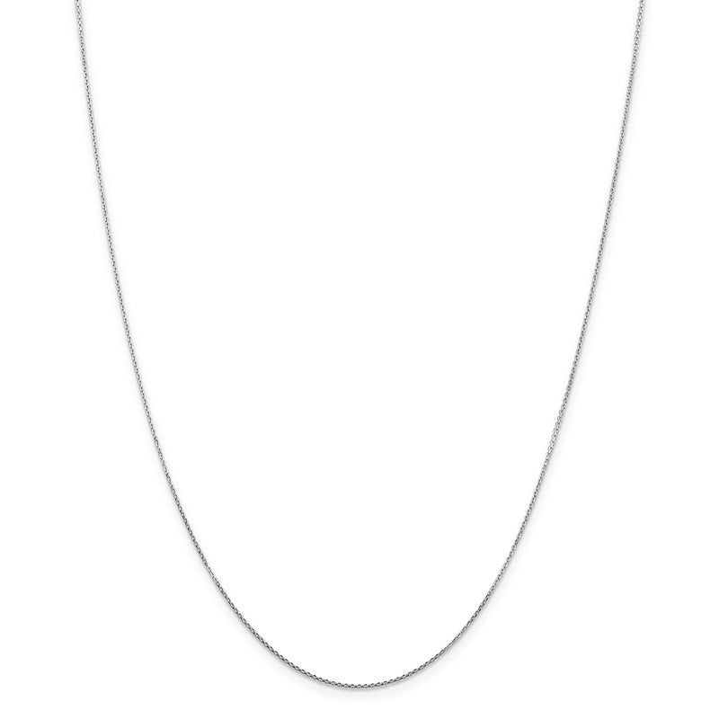 14K White Gold 26 inch .8mm Diamond-cut Round Open Link Cable with Lobster Clasp Chain