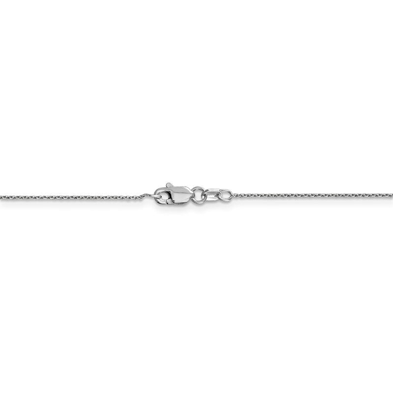 14K White Gold 26 inch .8mm Diamond-cut Round Open Link Cable with Lobster Clasp Chain