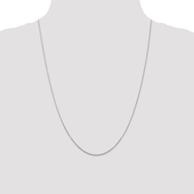 14K White Gold 26 inch .8mm Diamond-cut Round Open Link Cable with Lobster Clasp Chain