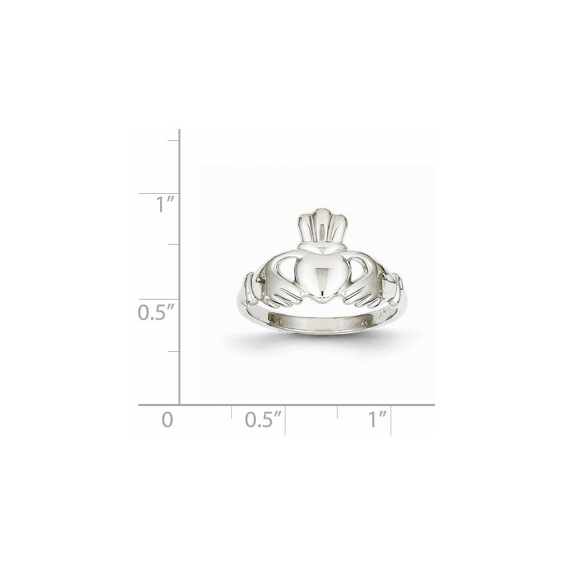 14k White Gold Polished Claddagh Ring