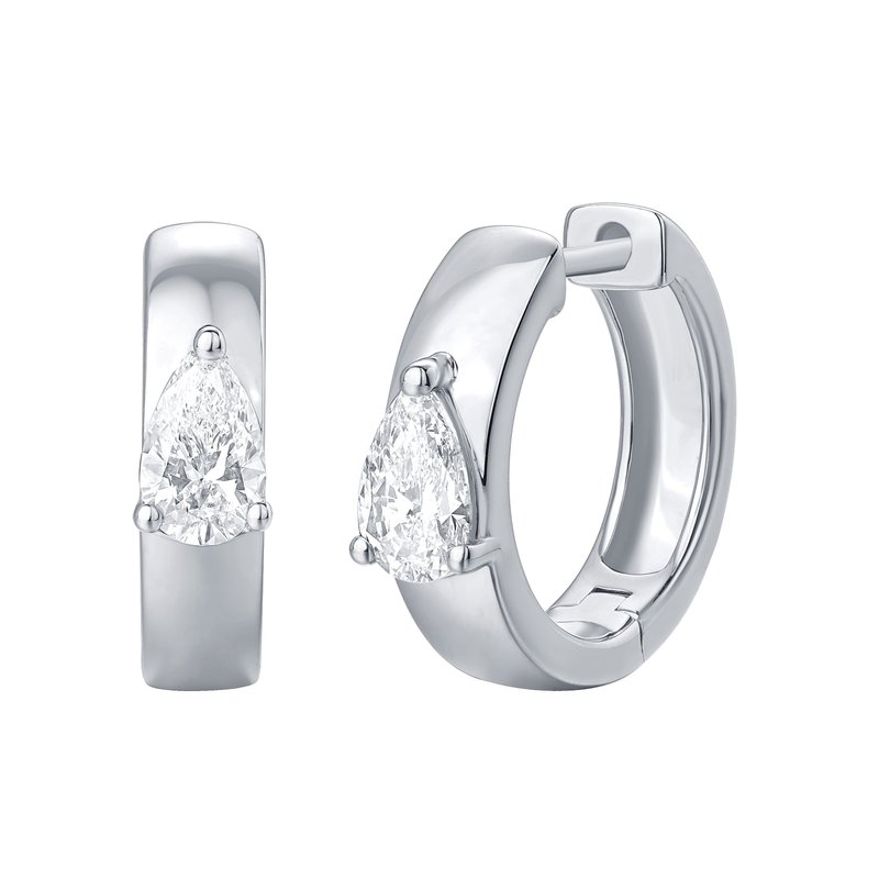 Smiling Rocks 0.64Ct E-F/SI1 Lab Grown Diamond Pear Mini Hoop Earrings