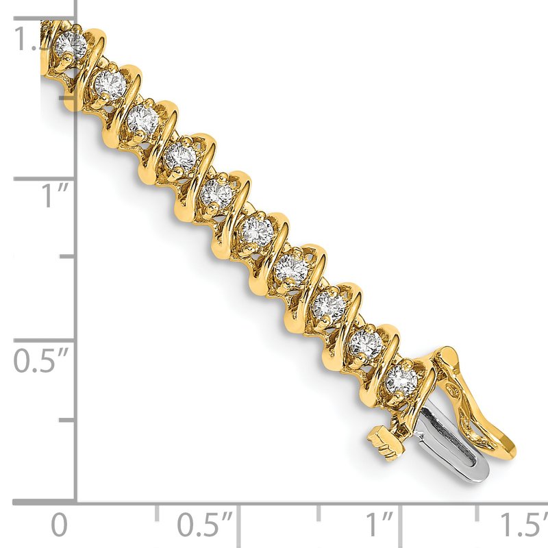14k Complete 2.25 carat Round A Diamond Fancy Spiral 7 inch Tennis Bracelet