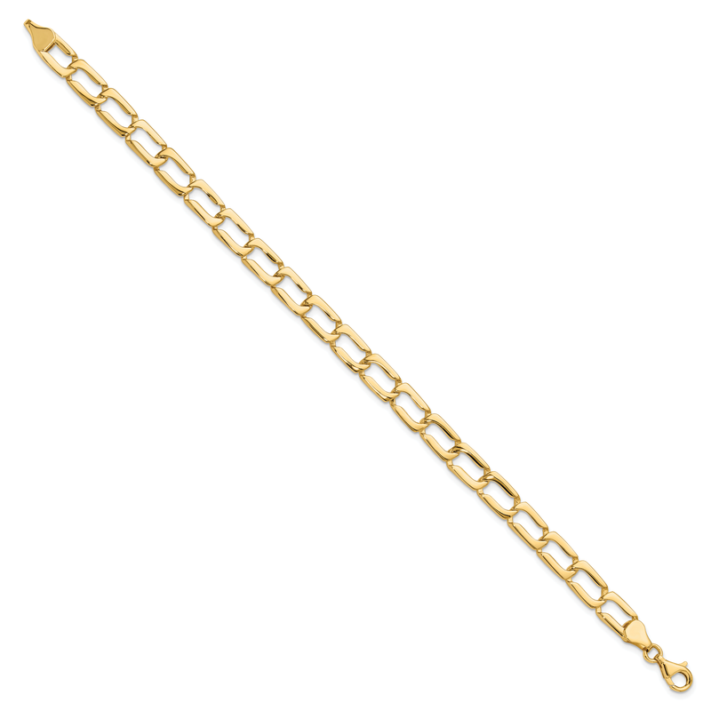 14k Polished 9mm Fancy Rectangular Curb Link 8.5 inch Bracelet