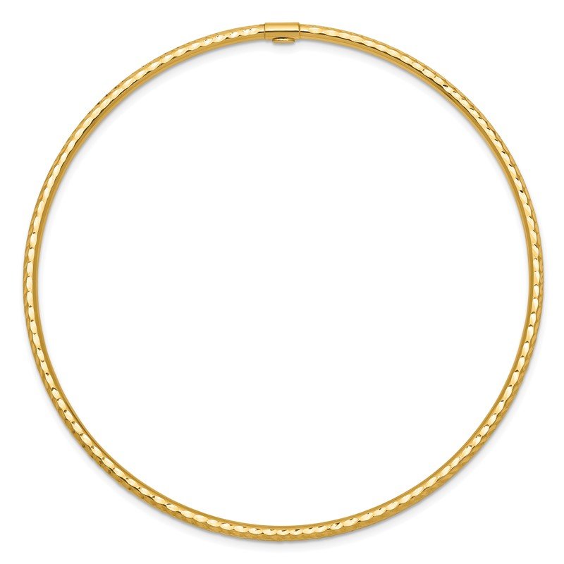 14k Polished Diamond-cut Tube 2.00mm Slip-on Round Bangle Bracelet