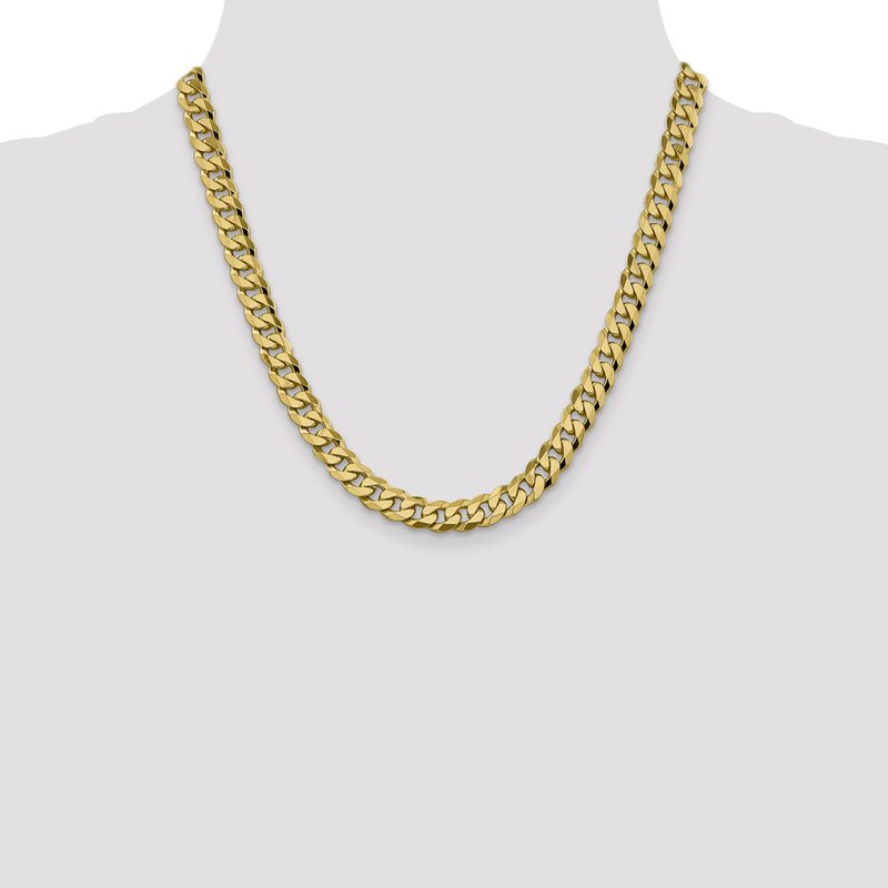 14K 8.75mm Flat Beveled Curb Chain