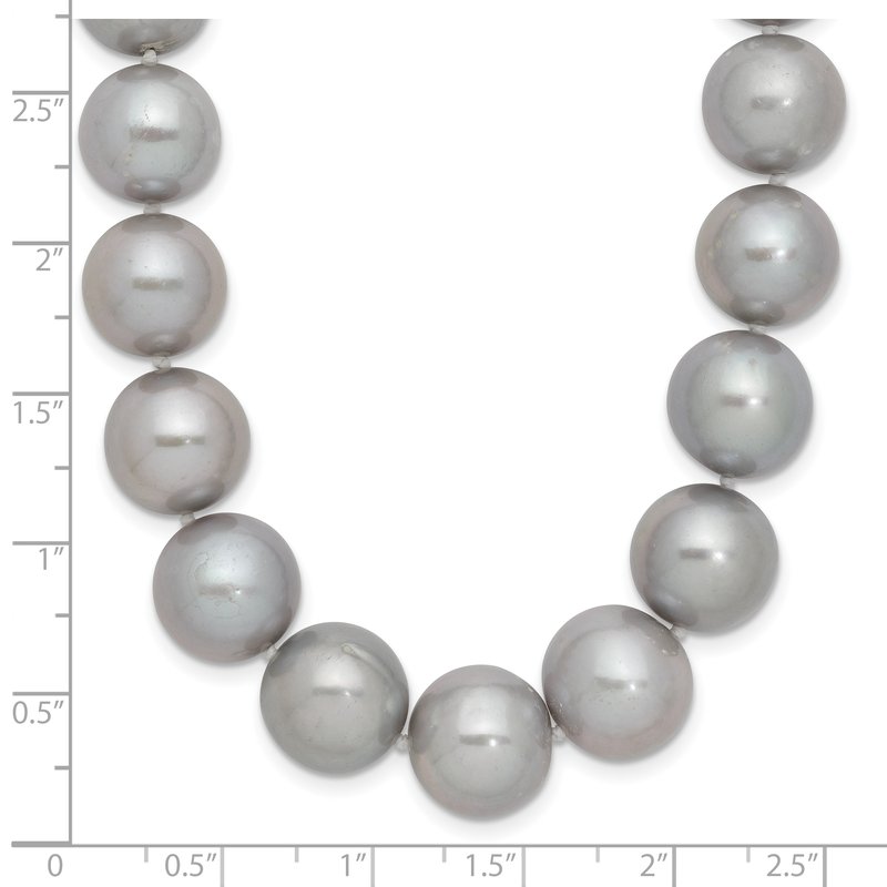 14k White Gold 11-12mm Grey Near-Round Freshwater Cultured Pearl 18 inch Necklace