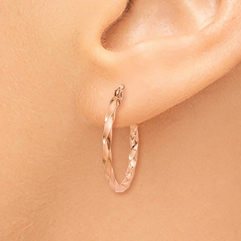 14k Rose Gold Twisted Hoop Earrings
