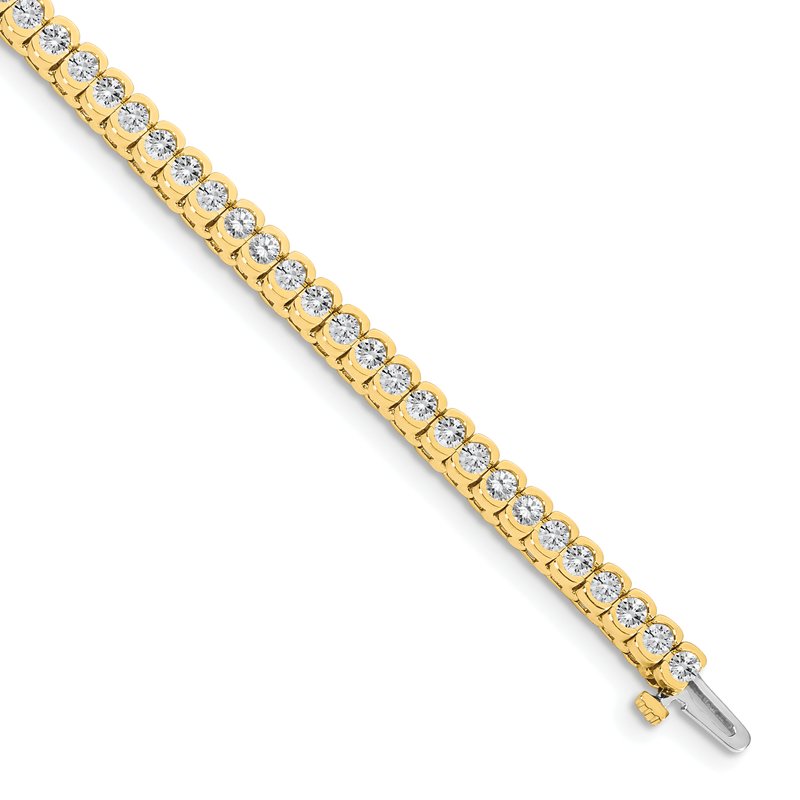 14k Complete 3.5 carat Round AA Diamond Half-Bezel 7 inch Tennis Bracelet