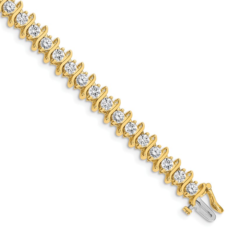 14k Complete 7.19 carat Round AA Diamond 2-prong S-link 7 inch Tennis Bracelet