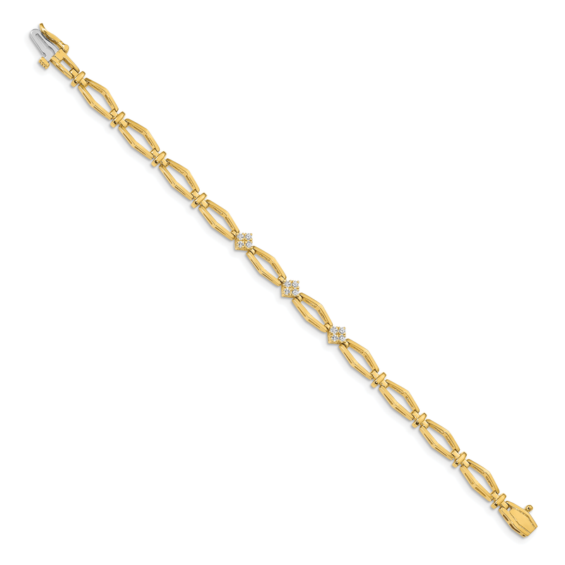 14k Complete 1/5 carat Round VS Diamond Cluster Fancy 7 inch Bracelet
