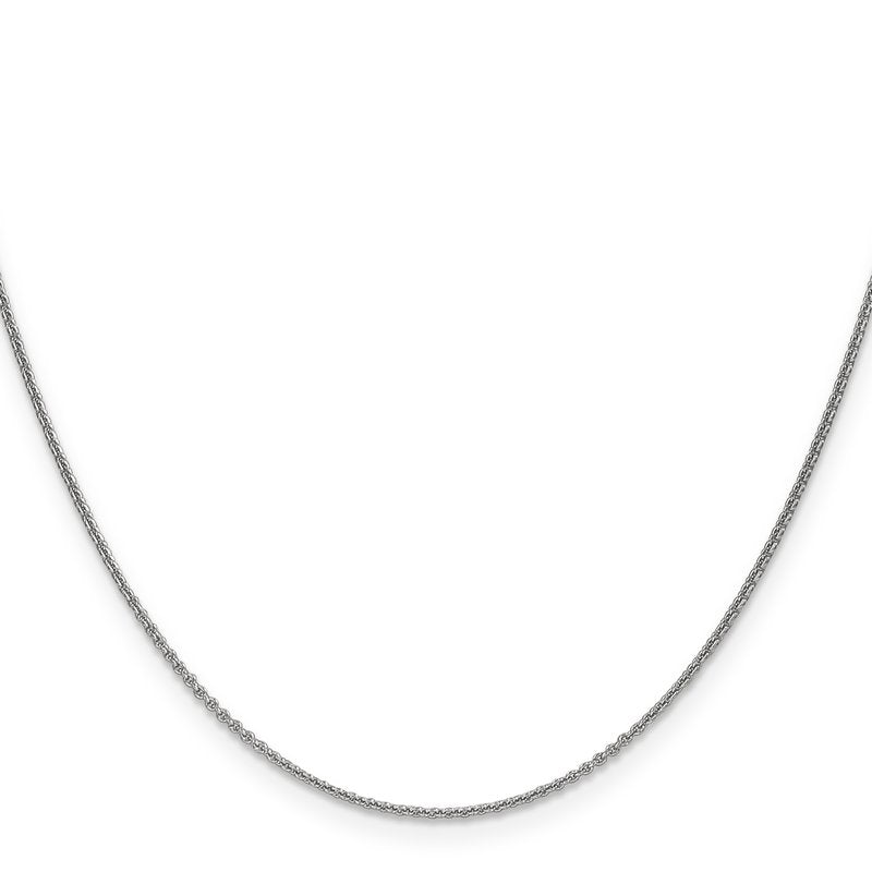 14K White Gold 14 inch 1mm Round Open Link Cable with Lobster Clasp Chain