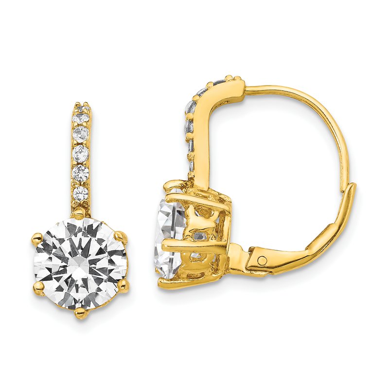 Sterling Silver Gold-plated Brilliant-cut CZ Leverback Earrings