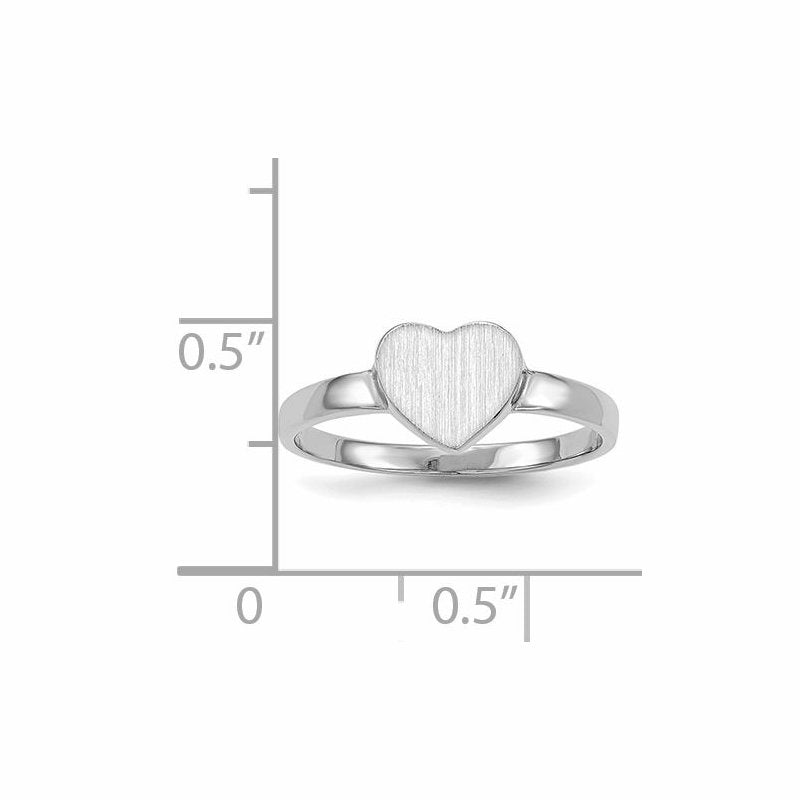 14k White Gold 7.0x7.5mm Open Back Heart Signet Ring