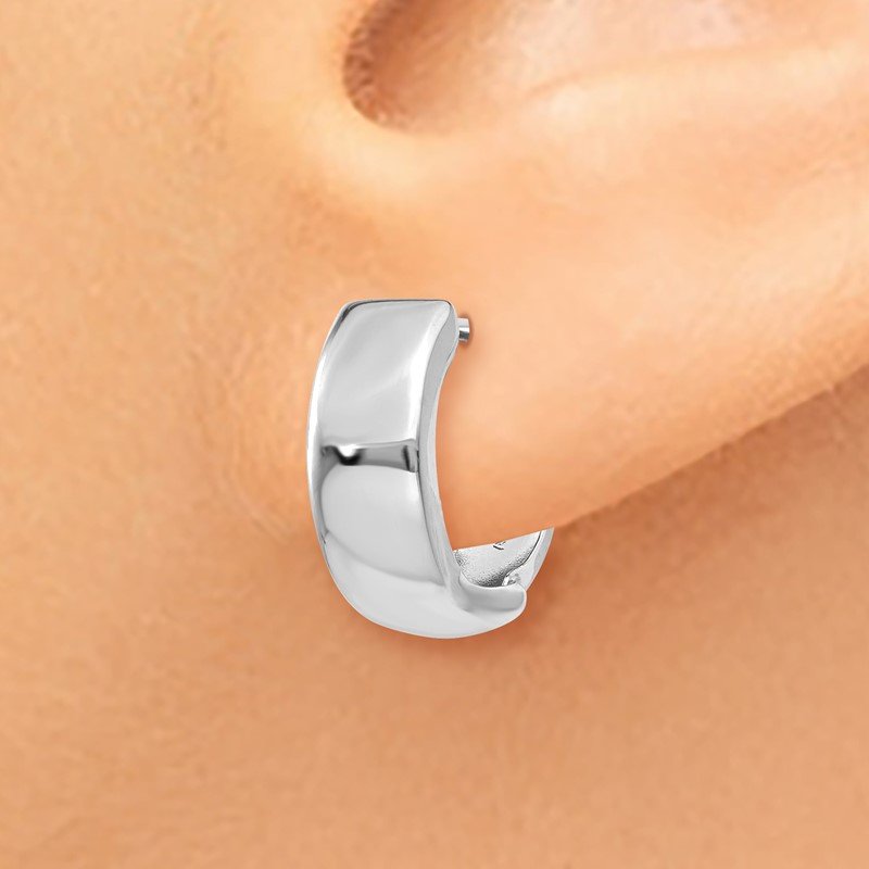 14k White Gold Polished Hinged Hoop Earrings
