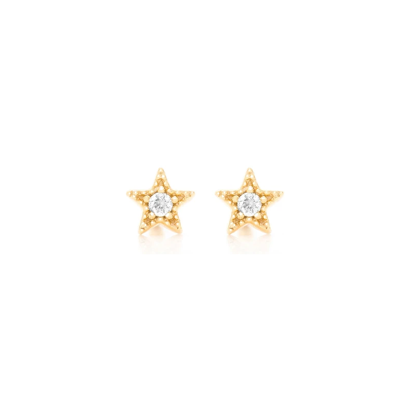 Star Stud Earrings 14K