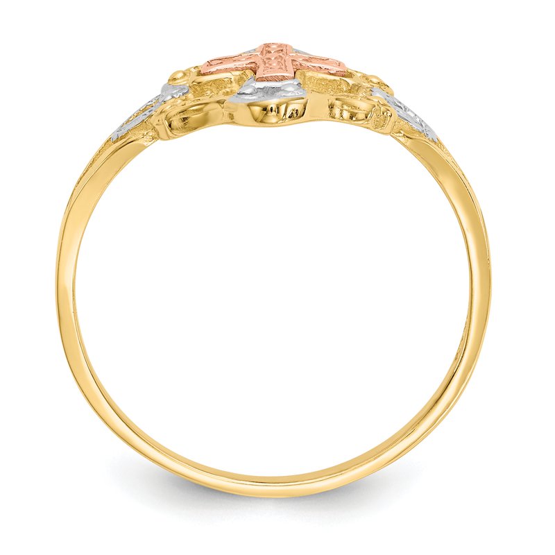 14K Two-tone w/White Rhodium Cross Ring