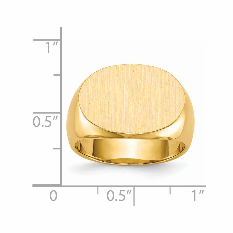 14k 19.0x13.0mm Closed Back Mens Signet Ring