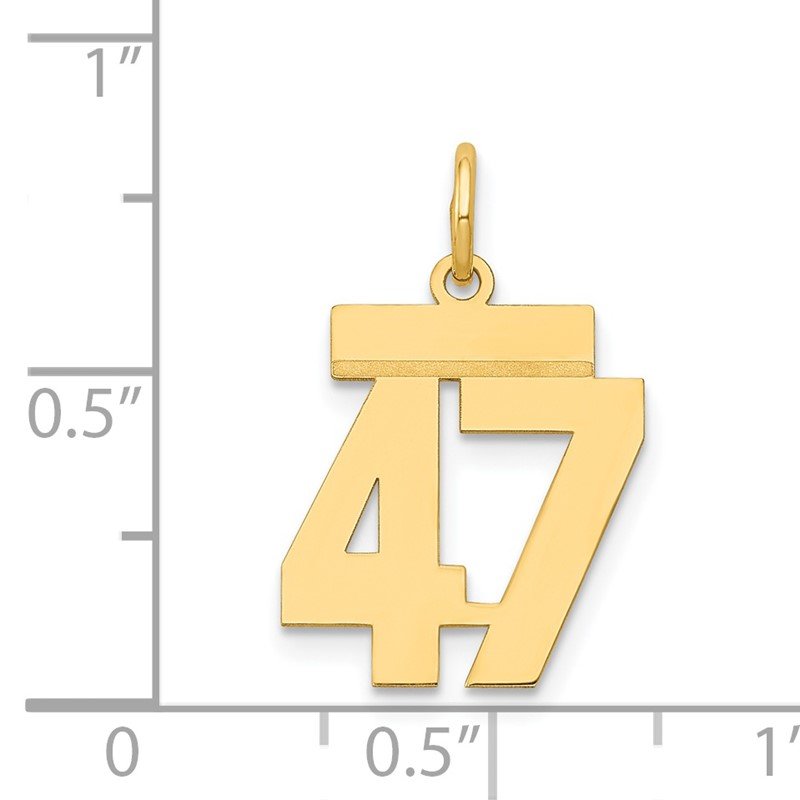 14k Small Polished Number 47 Charm