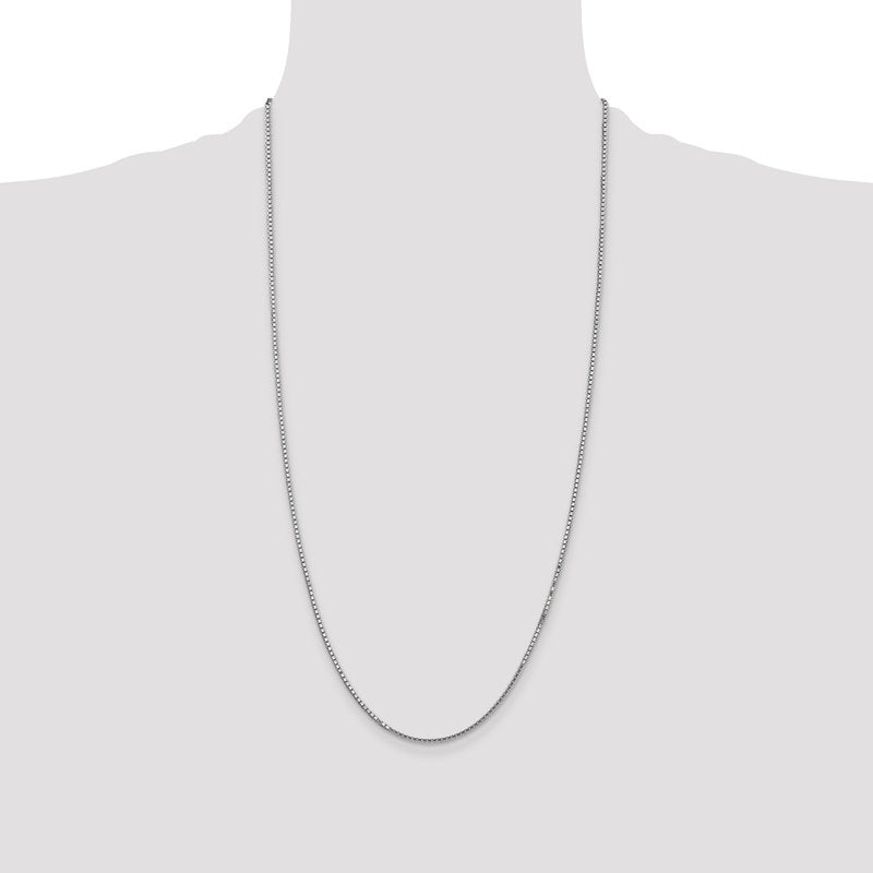 14K White Gold 26 inch 1.5mm Box with Lobster Clasp Chain