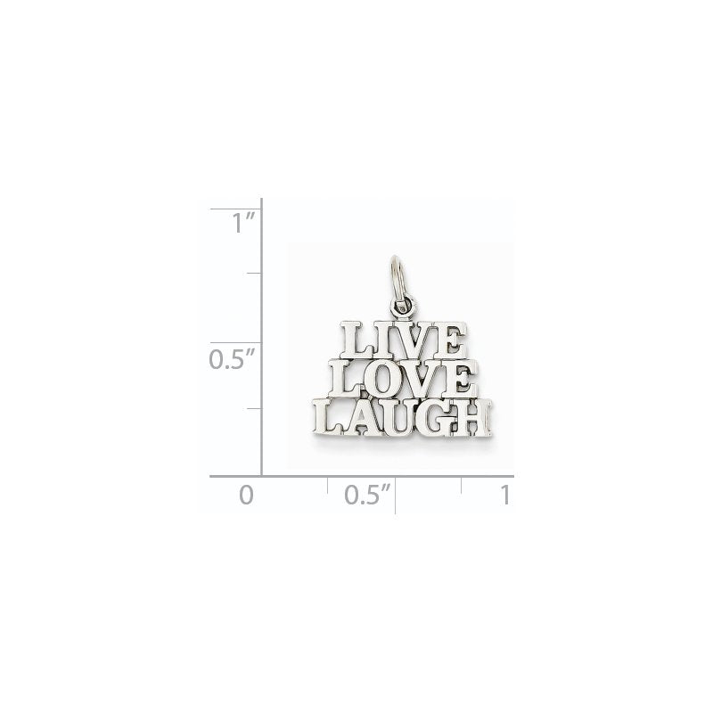 14K White Gold Polished LIVE LOVE LAUGH Charm