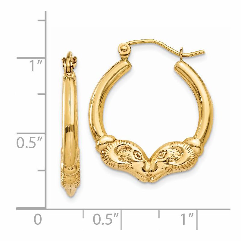 14k Polished Ram Hoop Earrings