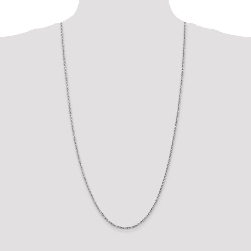 14K White Gold 2.5mm Diamond-Cut Rope Chain