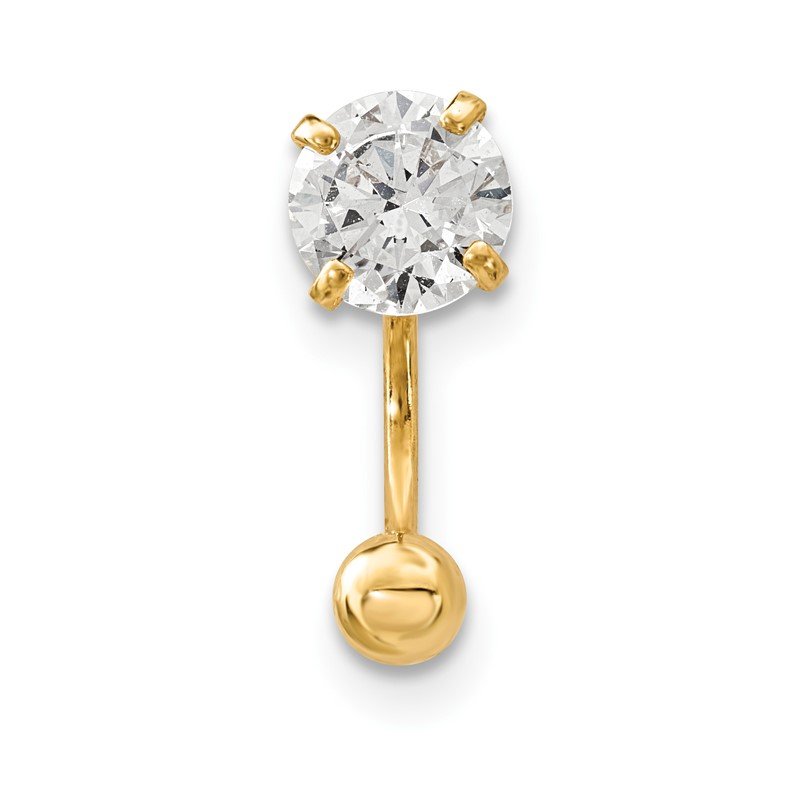 14k 20 Gauge CZ Eyebrow Jewelry