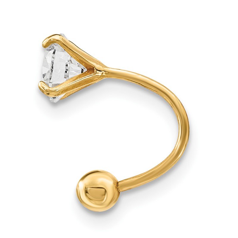 14k 20 Gauge CZ Eyebrow Jewelry