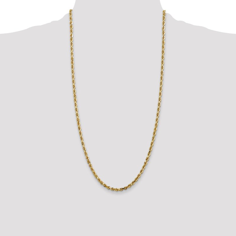 14K 26 Inch 4mm Diamond-cut Quadruple Rope Lobster Clasp Chain