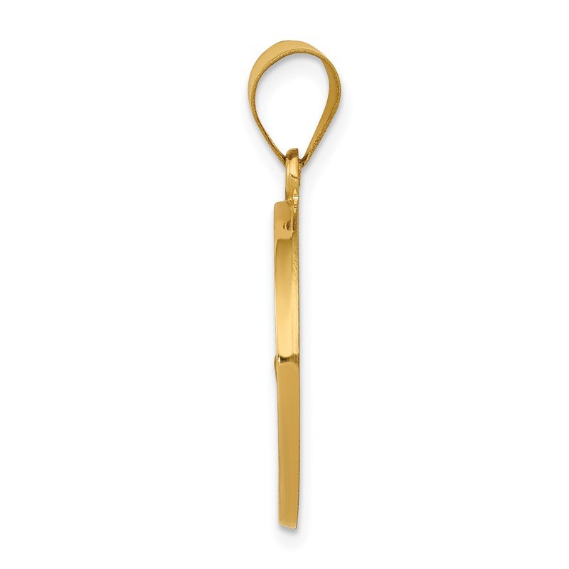 14k Polished and Satin Hollow St Francis Medal Round Pendant