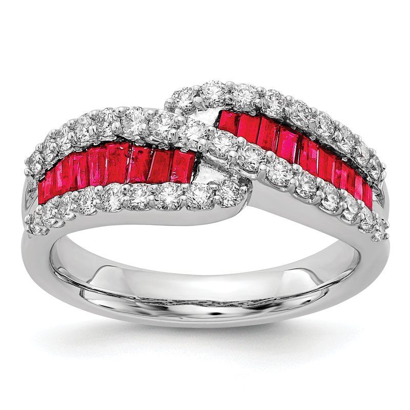 14k White Gold Emerald Diamond Ring