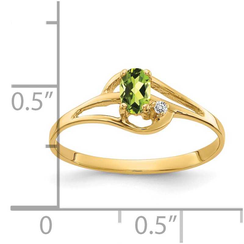 14k 5x3mm Oval Peridot A Diamond ring
