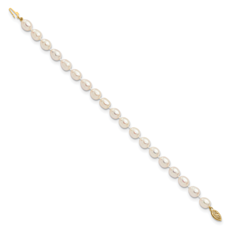 14k 7-8mm White Rice Freshwater Cultured Pearl 18 inch Necklace