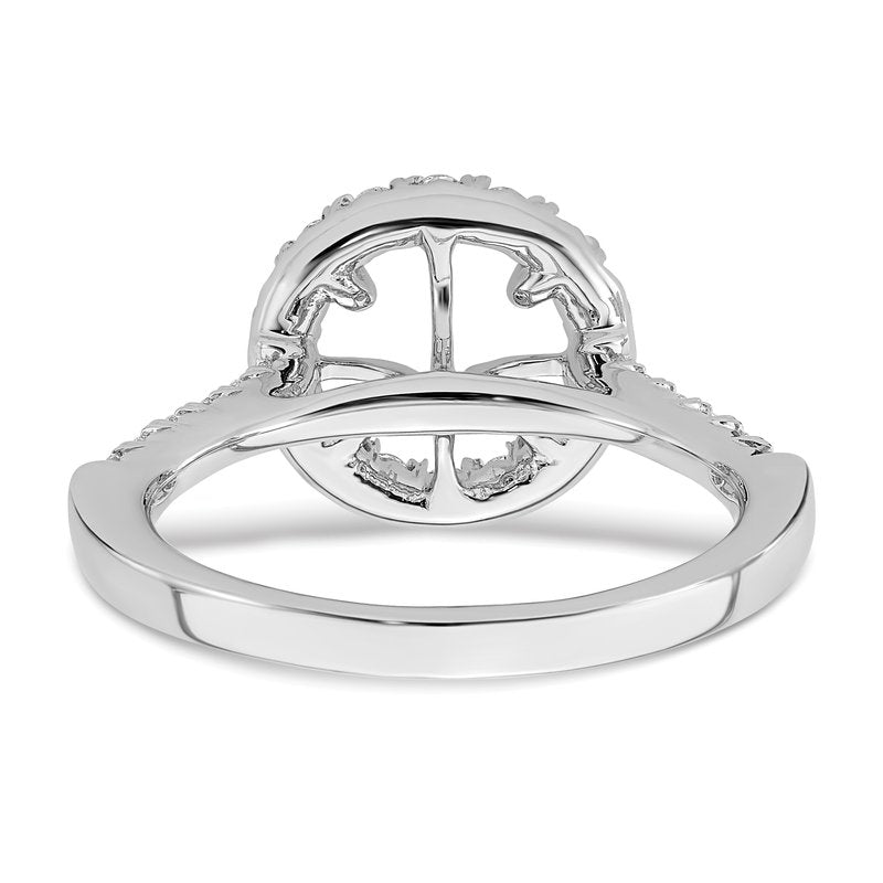 14K White Gold 1/4 carat Lab Grown Diamond VS+ F+ Semi-Mount Round Halo Engagement Ring